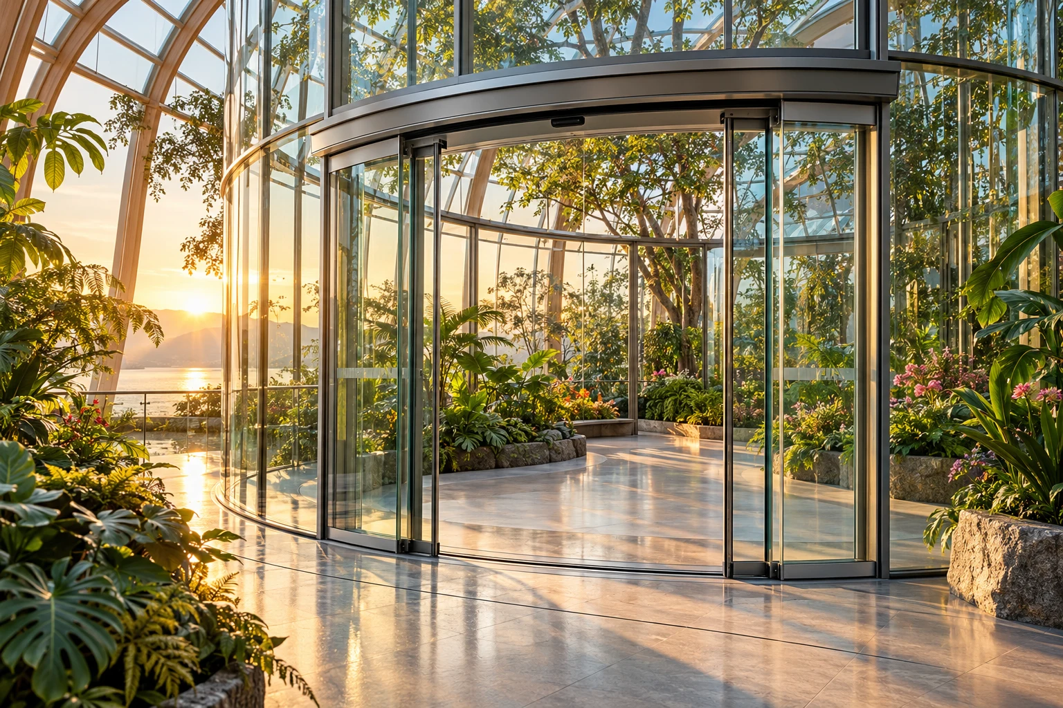 curved automatic sliding door