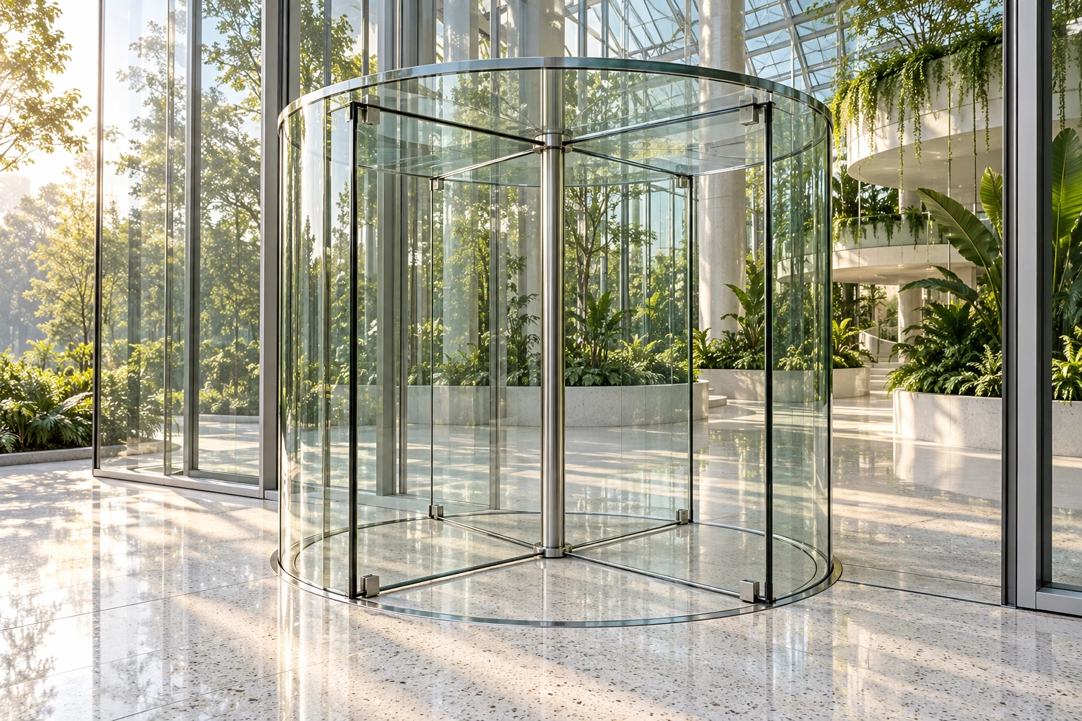 أبواب دوّارة زجاجية بالكامل entrance concept