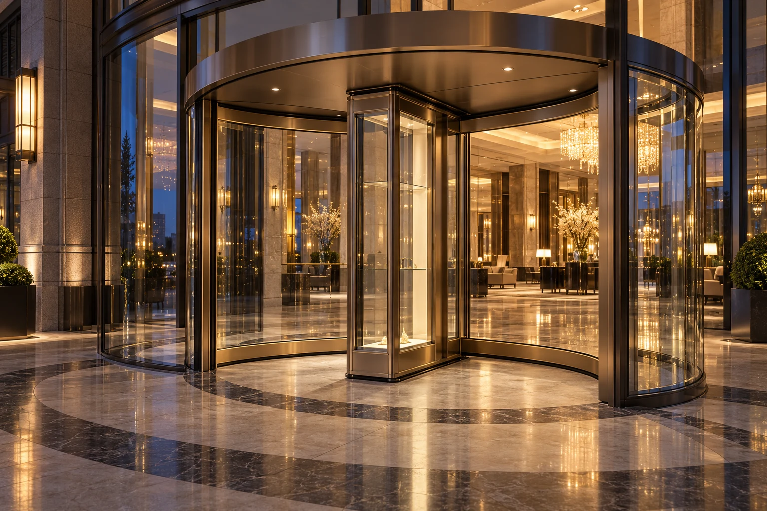 أبواب دوّارة مركبة بجناحين entrance concept